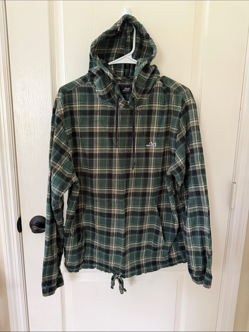 Lost Green Plaid Hooded Shirt Jacket